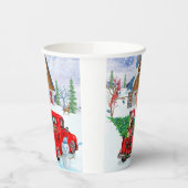 クリスマスデリバリートラックのヨークシャーテリア犬 紙コップ (左)