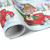 クリスマスデリバリートラックの雪でパグ犬 ラッピングペーパー (ロールコーナー)
