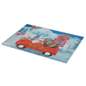 クリスマスデリバリートラックの雪のダシュント犬 カッティングボード (角)