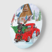 クリスマスデリバリートラックの雪のダシュント犬 ラージ壁時計 (傾斜)