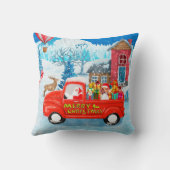 クリスマスデリバリートラック雪でビーグル犬 クッション (裏面)