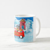クリスマスデリバリートラック雪でビーグル犬 コーヒーマグカップ (正面右)