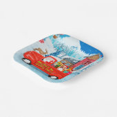 クリスマスデリバリートラック雪でビーグル犬 ペーパープレート (傾斜あり)