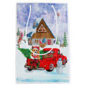 クリスマスデリバリートラック雪のコルギドッグ ミディアムペーパーバッグ (正面)