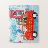 クリスマスデリバリートラック雪のドバーマンドッグ ジグソーパズル (縦)