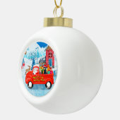 クリスマスデリバリートラック雪のドバーマンドッグ セラミックボールオーナメント (右)