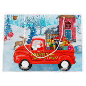 クリスマスデリバリートラック雪のドバーマンドッグ ラージペーパーバッグ (正面)