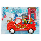 クリスマスデリバリートラック雪のドバーマンドッグ ラージペーパーバッグ (裏面)