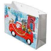 クリスマスデリバリートラック雪のドバーマンドッグ ラージペーパーバッグ (裏面アングル)
