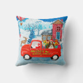 クリスマスデリバリートラック雪のバセットハウンドッグ クッション (裏面)