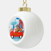 クリスマスデリバリートラック雪のバセットハウンドッグ セラミックボールオーナメント (右)