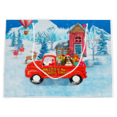 クリスマスデリバリートラック雪のバセットハウンドッグ ラージペーパーバッグ (正面)