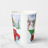 クリスマスデリバリートラック雪のバセットハウンドッグ 紙コップ (左)