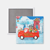 クリスマスデリバリートラック雪のブルテリア犬 マグネット (正面/裏面)