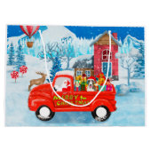 クリスマスデリバリートラック雪のブルテリア犬 ラージペーパーバッグ (裏面)