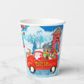 クリスマスデリバリートラック雪のブルテリア犬 紙コップ (裏面)