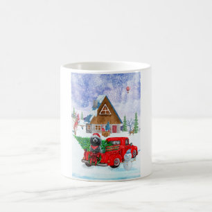 クリスマスデリバリートラック雪のプードル犬 コーヒーマグカップ