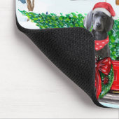 クリスマスデリバリートラック雪のWeimaraner犬 マウスパッド (コーナー)