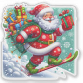 クリスマスデーにサンタ・スキーが楽しめる シール (正面)