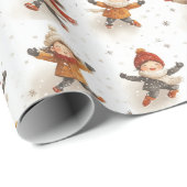 クリスマスデーよくはしゃぐハッピーキッズスノー ラッピングペーパー (ロールコーナー)