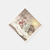クリスマスデービクトリアンヴィンテージ教会 スタンダードカクテルナプキン (角)
