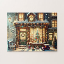 クリスマストイショップの冬の村の風景 ジグソーパズル