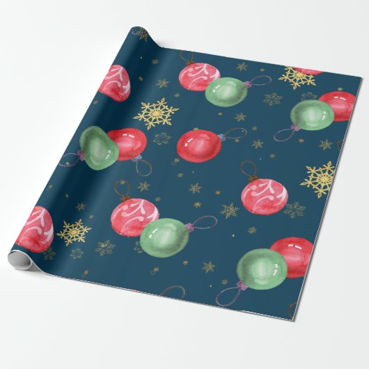 クリスマストイズスノーフレークスブルーラッピング紙 ラッピングペーパー (アンロールド)