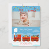 クリスマストイトレインフォトホリデーカード 招待状 (正面)