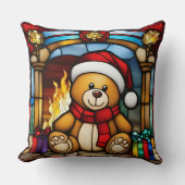 クリスマストイフェイクーベアのステンドグラス クッション (正面)