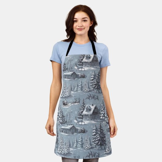 クリスマストイル エプロン (着用した状態)