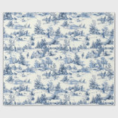 クリスマストイレブルーヴィンテージビクトリアンホリデイ ラッピングペーパー (フラット)