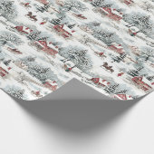 クリスマストイレヴィレッジシーナリーホリデーハウスツリー ラッピングペーパー (角)