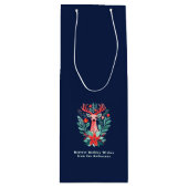 クリスマストインデアフローラブルーホリデー ワインギフトバッグ (正面)