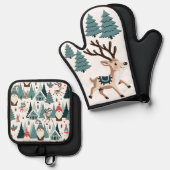 クリスマストインデナーと格言 鍋つかみ&鍋敷きセット (正面/裏面)