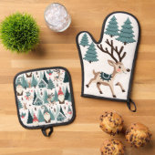 クリスマストインデナーと格言 鍋つかみ&鍋敷きセット (トップダウン)