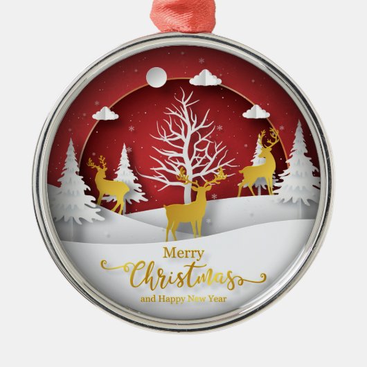 クリスマストインデナーオーナメント-紙アートスタイル メタルオーナメント (正面)