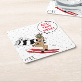 クリスマストインデナースキー スクエアペーパーコースター (アングル)