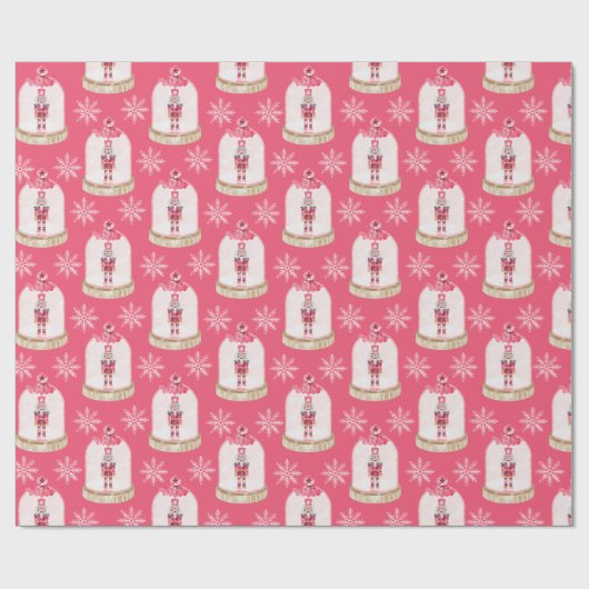 クリスマストイ兵士の水の色の雪の結晶ピンク ラッピングペーパー (フラット)