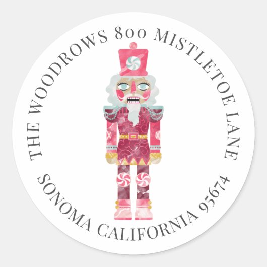 クリスマストイ兵士の水カラー差出人住所 ラウンドシール (正面)