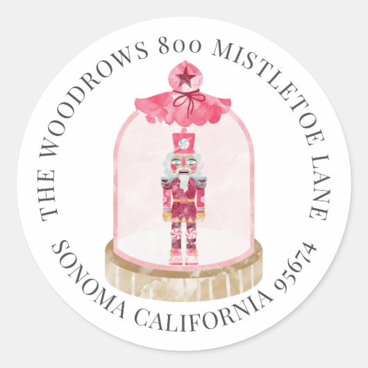 クリスマストイ兵士の水カラー差出人住所 ラウンドシール (正面)