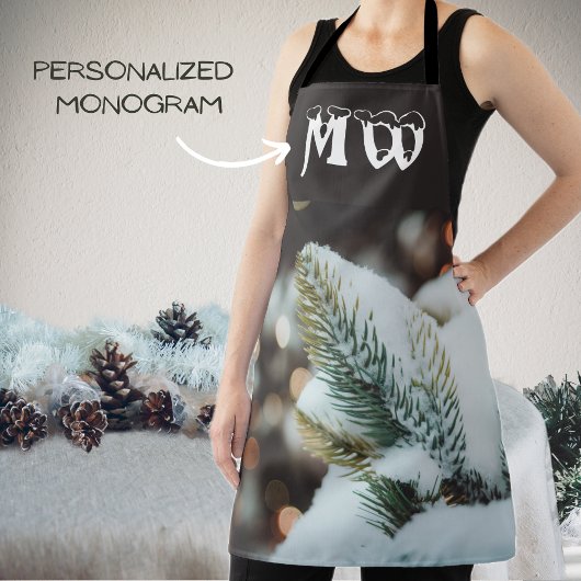 クリスマストウヒの枝と冬灯 エプロン