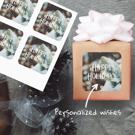 クリスマストウヒの枝と冬灯 スクエアシール