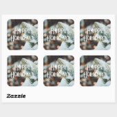 クリスマストウヒの枝と冬灯 スクエアシール (シート)