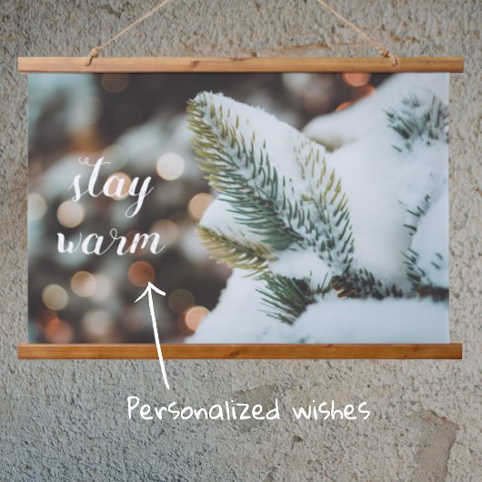 クリスマストウヒの枝と冬灯 吊り下げ型タペストリー