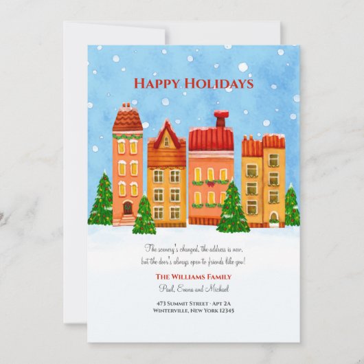 クリスマストタウンハウシズニューホームホリデーカード シーズンカード (正面)