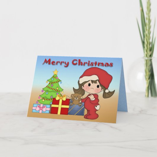 クリスマストッドラーガールグリーティングカード シーズンカード (正面)
