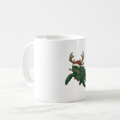 クリスマストトノサマトナカイ ビンテージ風彫刻デザイン コーヒーマグカップ (正面左)