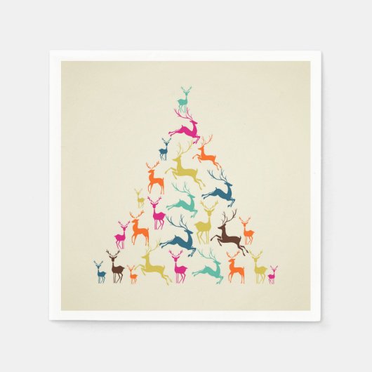 クリスマストナカイかわいらしア スタンダードカクテルナプキン (正面)