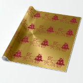 クリスマストナカイと木のプリント ラッピングペーパー (アンロールド)