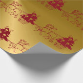 クリスマストナカイと木のプリント ラッピングペーパー (角)